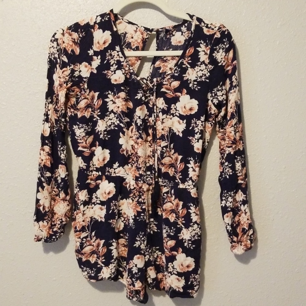 Floral long sleeved romper